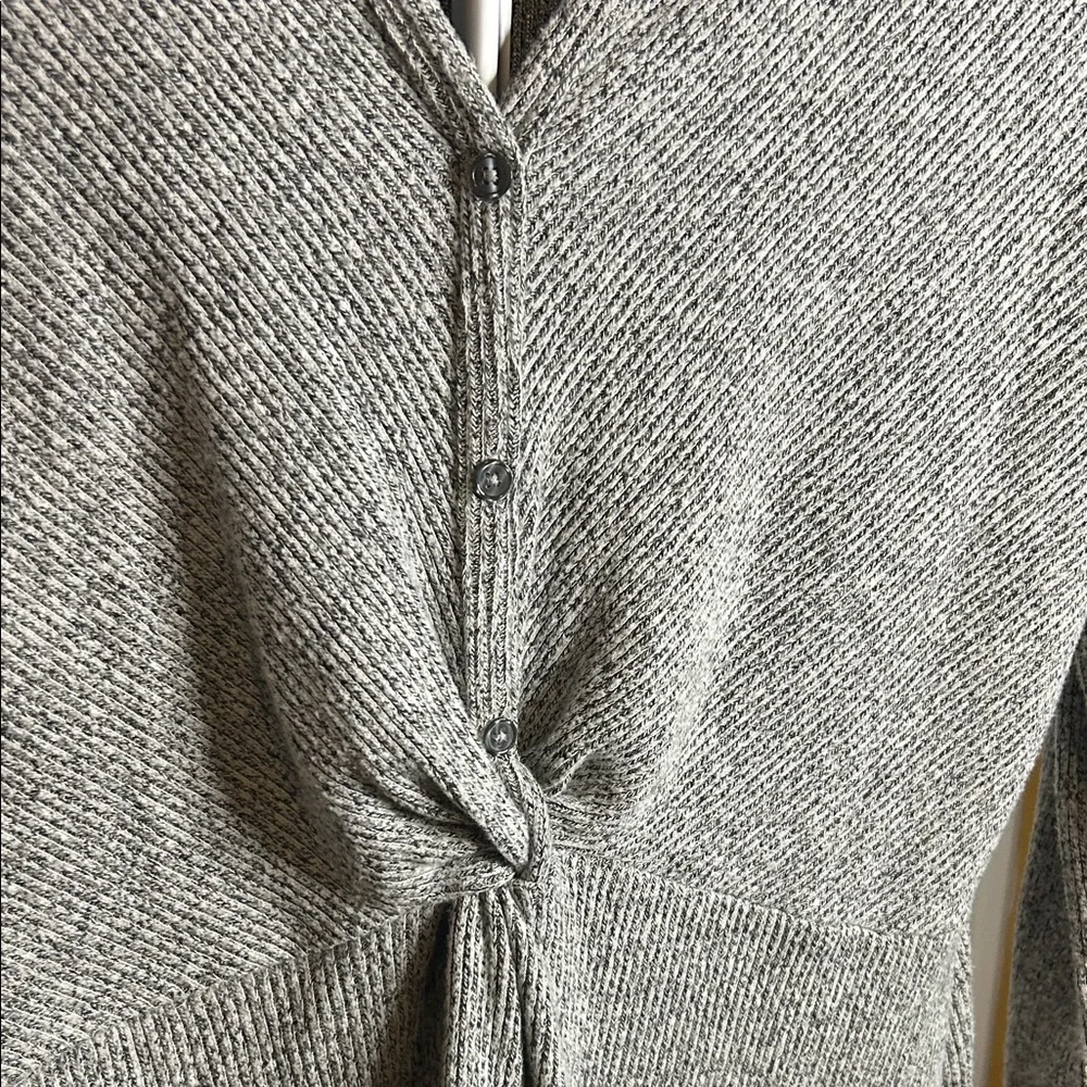 LOFT Gray Long Sleeve Dress with Knot Detail - Picture 3 of 8